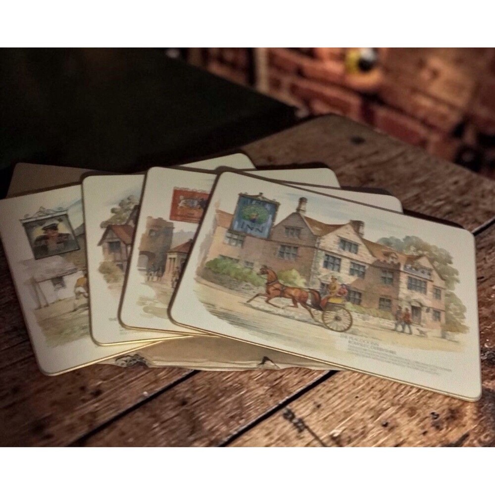 Clover Leaf Table Mats,Inns Of UK,(4),Resist-Heat,Juice,Alcohol,Cottagecore